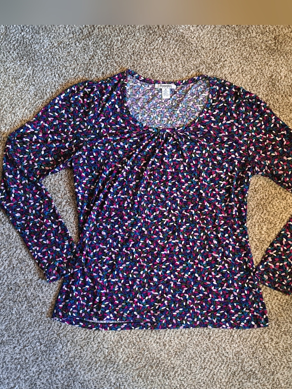 Hampshire Studio Multicolor Geometric Long Sleeve Top Women's Size Medium